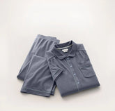 Soft Knit Short Sleeve & Pants Pajama Set Mineral