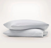 Percale Hemmed Pillowcase Set Sky/White Framed