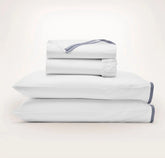 Percale Hemmed Sheet Set White/Bay Framed