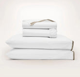 Percale Hemmed Sheet Set White/Oak Framed