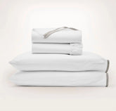 Percale Hemmed Sheet Set White/Pewter Framed