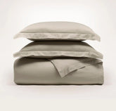 Percale Hemmed Duvet Set Oak