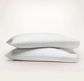 Percale Hemmed Pillowcase Set White/Pewter Simple Stripe