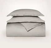 Percale Hemmed Duvet Set Pewter