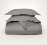 Percale Hemmed Duvet Set Stone