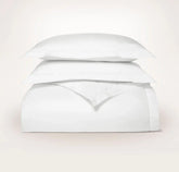 Percale Hemmed Duvet Set White