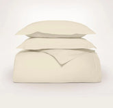Percale Hemmed Duvet Set Natural
