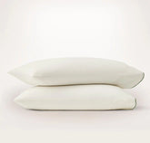 Signature Embellished Pillowcase Set Cream/Olivine Piped Edge
