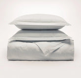 Signature Hemmed Duvet Set White/Mineral Delicate Stripe