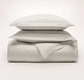 Signature Hemmed Duvet Set White/Pewter Delicate Stripe