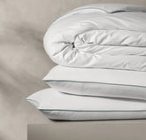 Reserve Embellished Duvet Set White/Bluestone Piped Edge