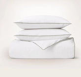 Signature Embellished Duvet Set White/Juniper Piped Edge