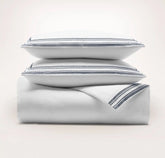 Signature Embellished Duvet Set White/Mineral Ladder Stitch