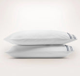 Signature Embellished Pillowcase Set White/Mineral Ladder Stitch