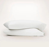 Percale Hemmed Pillowcase Set White/Oak Simple Stripe