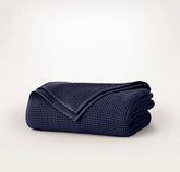 Waffle Bed Blanket Coastal Navy