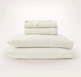 Percale Embellished Sheet Set Cream/Cream Piped Edge