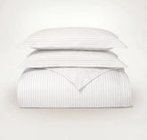 Percale Hemmed Duvet Set White/Oak Simple Stripe