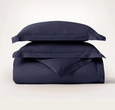 Percale Hemmed Duvet Set Coastal Navy