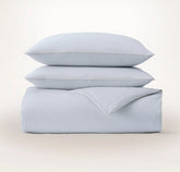 Percale Embellished Duvet Set Hydrangea/White Piped Edge