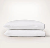 Percale Embellished Pillowcase Set White/Coastal Navy Piped Edge