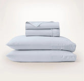 Percale Embellished Sheet Set Hydrangea/White Piped Edge