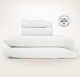 Percale Hemmed Sheet Set White/Oak Simple Stripe