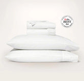 Percale Hemmed Sheet Set White/Pewter Simple Stripe