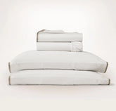 Percale Embellished Sheet Set White/Pewter/Oak Trielle