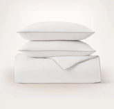 Percale Embellished Duvet Set White/Pewter Piped Edge