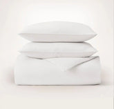 Percale Embellished Duvet Set White/White Piped Edge