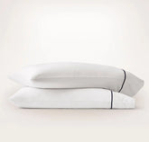 Signature Embellished Pillowcase Set White/Coastal Navy Embroidered