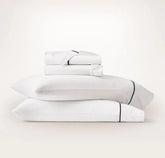 Signature Embellished Sheet Set White/Coastal Navy Embroidered