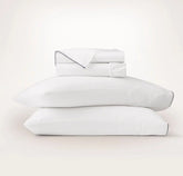 Signature Embellished Sheet Set White/Coastal Navy Piped Edge