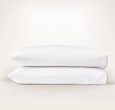 Percale Embellished Pillowcase Set White/Pewter Piped Edge