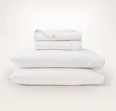 Signature Embellished Sheet Set White/Pewter Piped Edge
