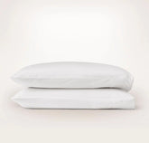 Percale Embellished Pillowcase Set White/White Piped Edge