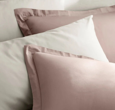 Percale Hemmed Duvet Set Dusty Rose