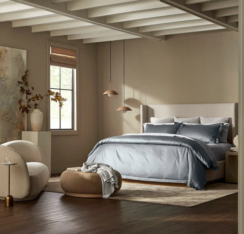 Signature Hemmed Duvet Set Bluestone