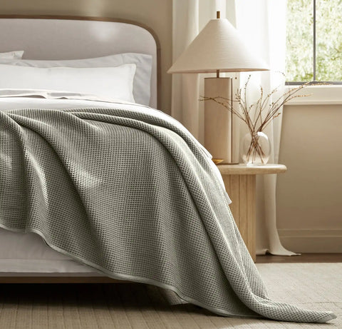 Waffle Bed Blanket Sageleaf