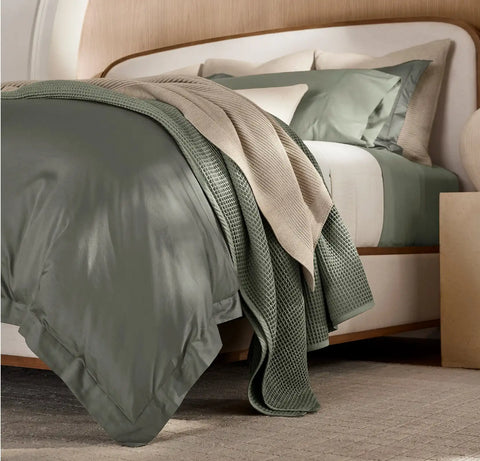 Percale Hemmed Duvet Set Juniper