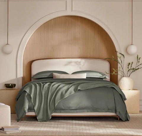 Percale Hemmed Duvet Set Juniper