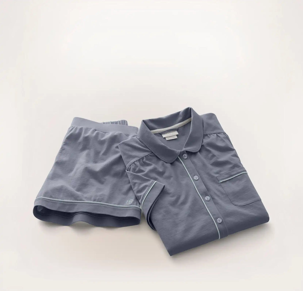 Soft Knit Short Sleeve & Shorts Pajama Set Mineral