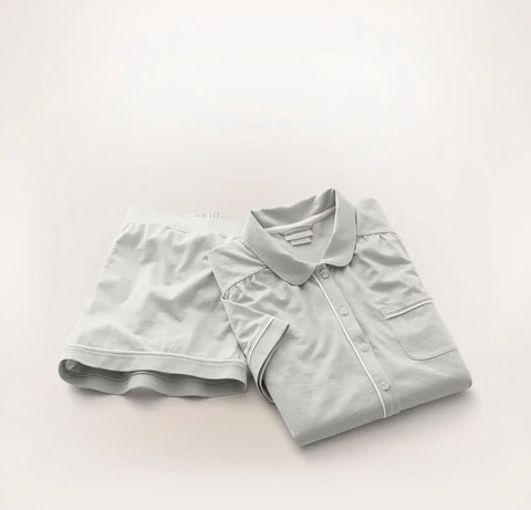 Soft Knit Short Sleeve & Shorts Pajama Set Mist
