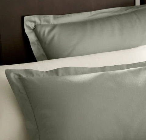 Percale Hemmed Duvet Set Sageleaf