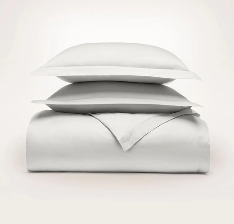Percale Hemmed Duvet Set Mist