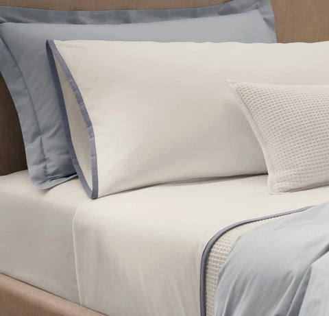 Percale Hemmed Sheet Set White/Bay Framed