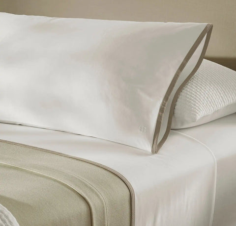 Percale Hemmed Sheet Set White/Oak Framed