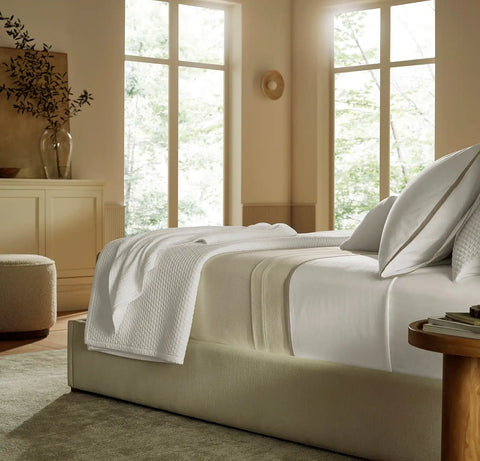 Percale Hemmed Pillowcase Set White/Oak Framed