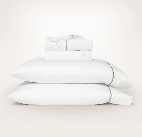 Signature Embellished Sheet Set White/Shore Embroidered